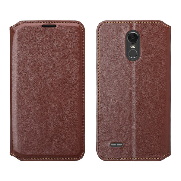 lg stylo 3 / stylus 3 plus leather wallet case - brown - www.coverlabusa.com