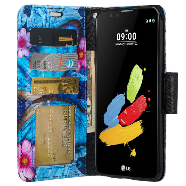 LG Stylo 3 Wallet Case - blue butterfly - www.coverlabusa.com