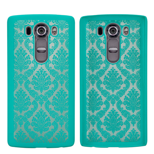 LG V10 Case, Ultra Slim Damask Vintage Hard Case Cover - Teal - www.coverlabusa.com