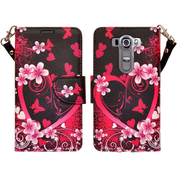 LG V10 leather wallet case - heart butterflies - www.coverlabusa.com