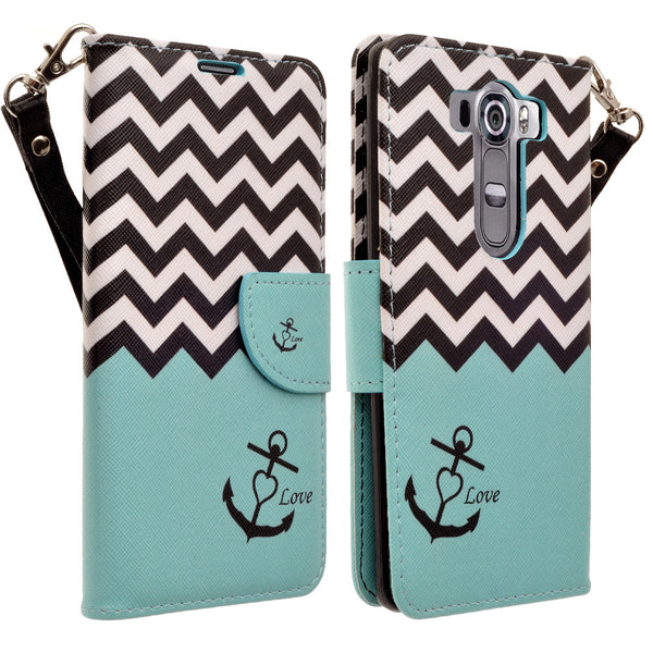 LG V10 leather wallet case - teal anchor - www.coverlabusa.com