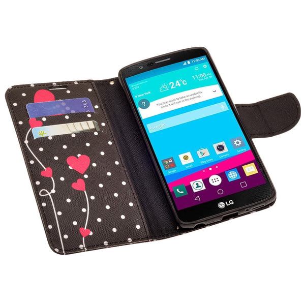 LG V10 leather wallet case - polka dot hearts - www.coverlabusa.com