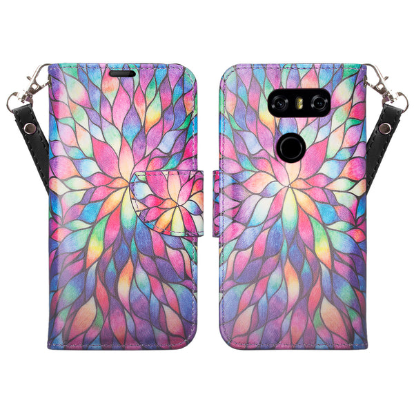 LG V30 wallet case - Rainbow Flower - www.coverlabusa.com