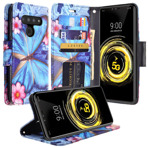 LG V50 ThinQ Wallet Case - blue butterfly - www.coverlabusa.com