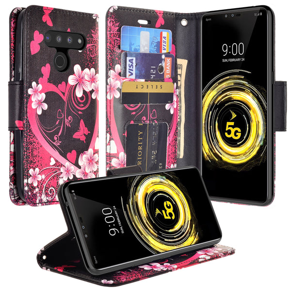 LG V50 ThinQ Wallet Case - heart butterflies - www.coverlabusa.com