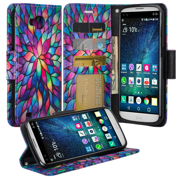 LG V9 Wallet Case - rainbow flower - www.coverlabusa.com