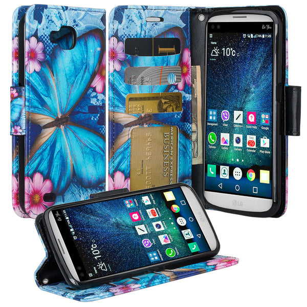 LG V9 Wallet Case - blue butterfly- www.coverlabusa.com