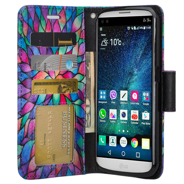 LG V9 Wallet Case - rainbow flower - www.coverlabusa.com