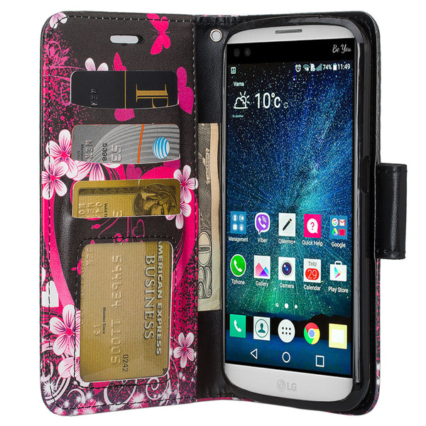 LG V9 Wallet Case - heart butterflies- www.coverlabusa.com
