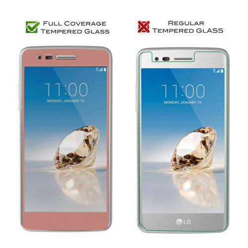 lg aristo screen protector, lg aristo full temper glass - rose gold - www.coverlabusa.com