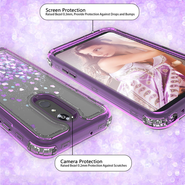 hard clear glitter phone case for apple lg stylo 5 - purple - www.coverlabusa.com 