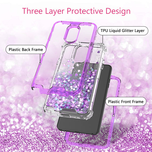 hard clear glitter phone case for apple lg stylo 4 - purple - www.coverlabusa.com 