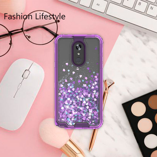 hard clear glitter phone case for apple lg stylo 4 - purple - www.coverlabusa.com 
