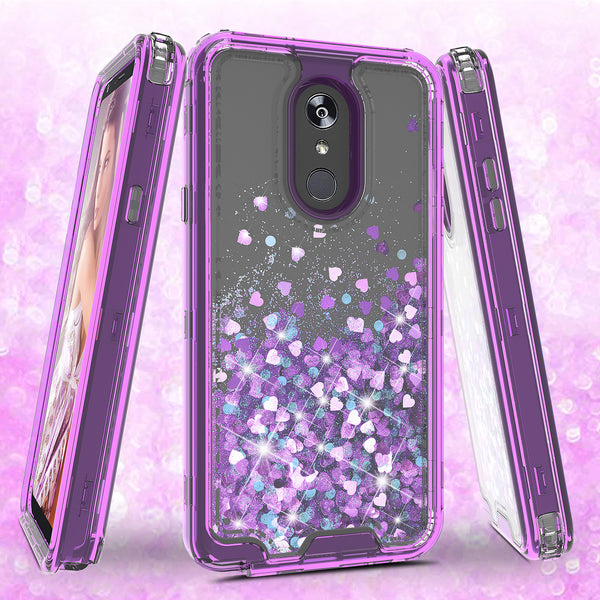 hard clear glitter phone case for apple lg stylo 4 - purple - www.coverlabusa.com 