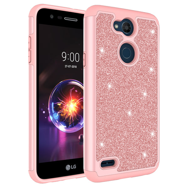 LG X Power 3 Glitter Hybrid Case - Rose Gold - www.coverlabusa.com
