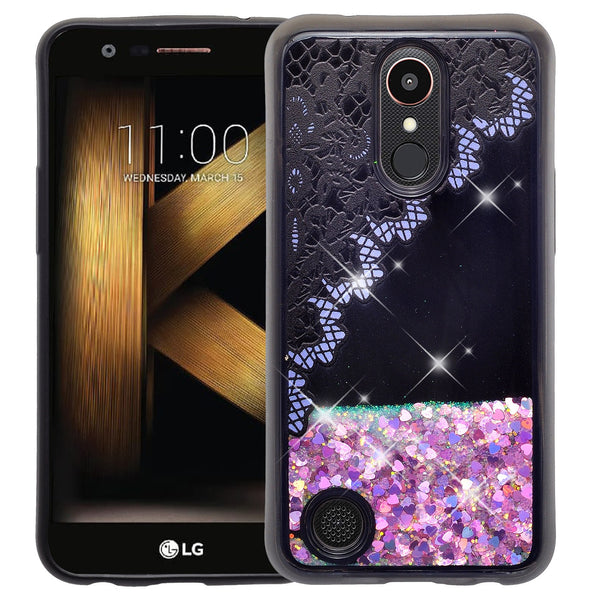 LG Aristo | K8 (2017) | Phoenix 3 | K4 2017 liquid sparkle quicksand case - purple lace - www.coverlabusa.com