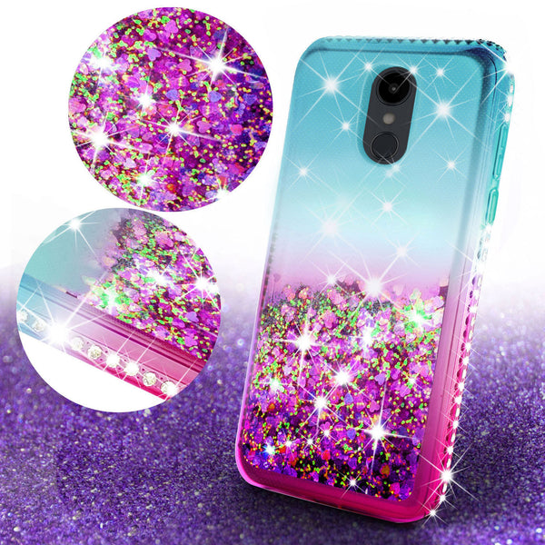 glitter phone case for lg aristo 4 plus - teal/pink gradient - www.coverlabusa.com