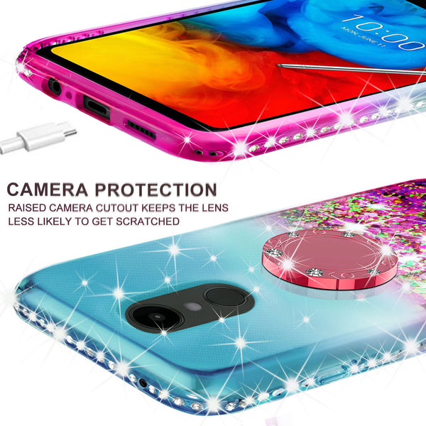 glitter ring phone case for lg escape plus - teal/pink gradient - www.coverlabusa.com 