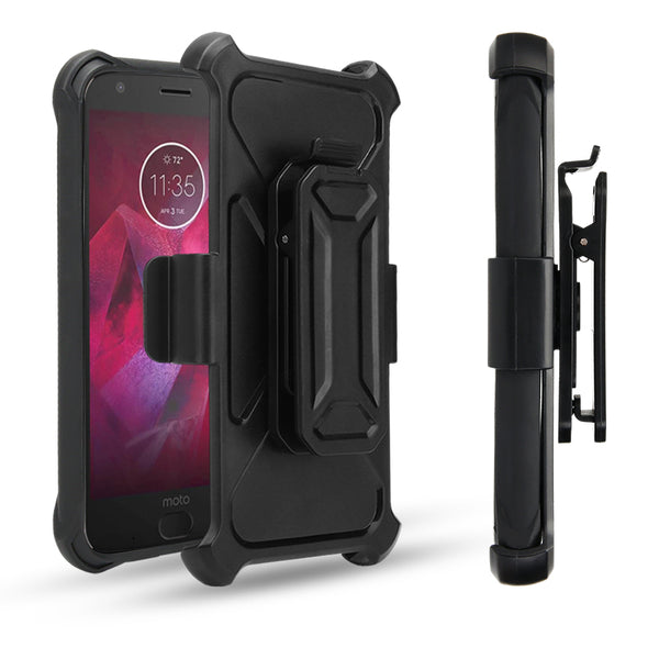 Moto Z2 Play Carbon Fiber combo case - Black - www.coverlabusa.com