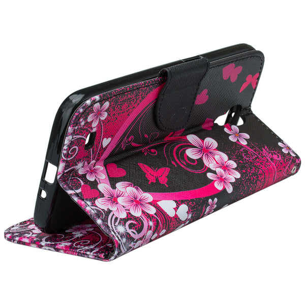 samsung galaxy mega 6.3 leather wallet case - heart butterflies - www.coverlabusa.com