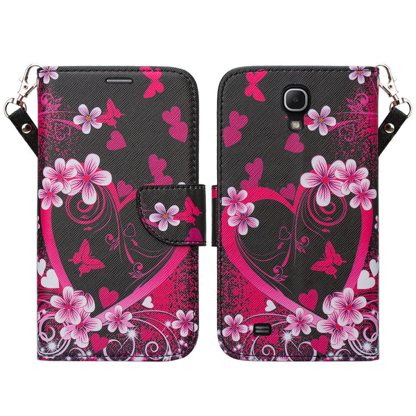 samsung galaxy mega 6.3 leather wallet case - heart butterflies - www.coverlabusa.com