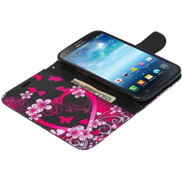 samsung galaxy mega 6.3 leather wallet case - heart butterflies - www.coverlabusa.com