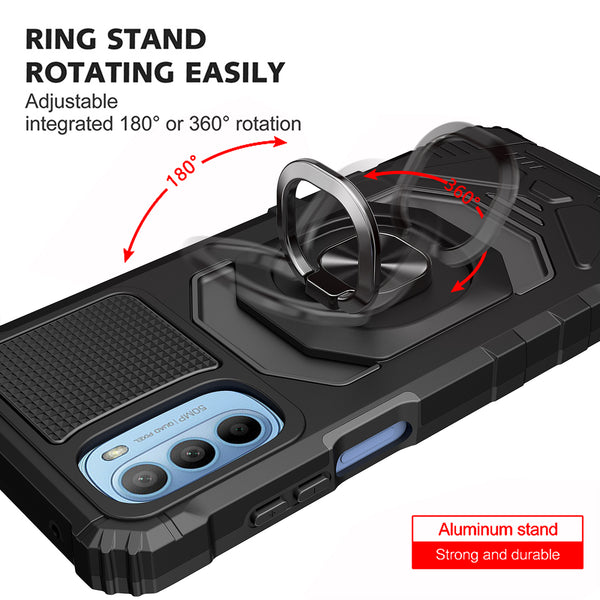 ring car mount kickstand hyhrid phone case for motorola moto g stylus 2022 - black - www.coverlabusa.com