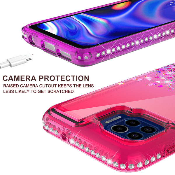 glitter phone case for motorola one 5g - hot pink/purple gradient - www.coverlabusa.com