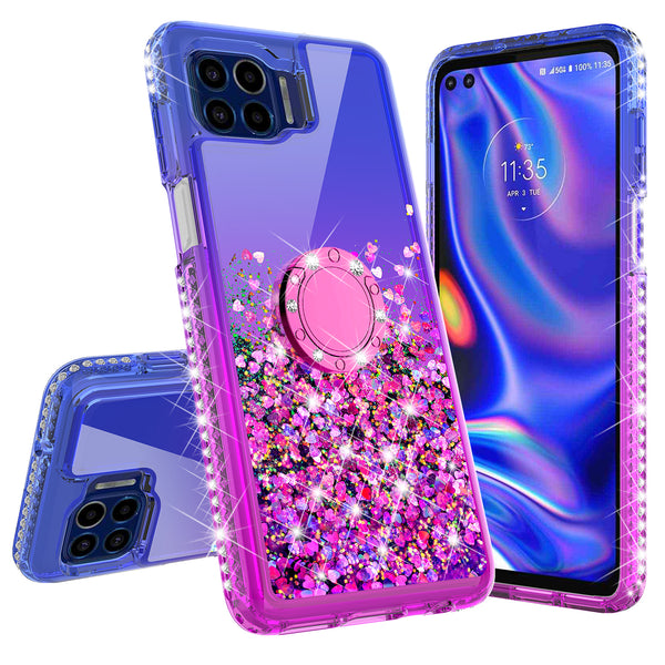 glitter phone case for motorola one 5g - blue/purple gradient - www.coverlabusa.com