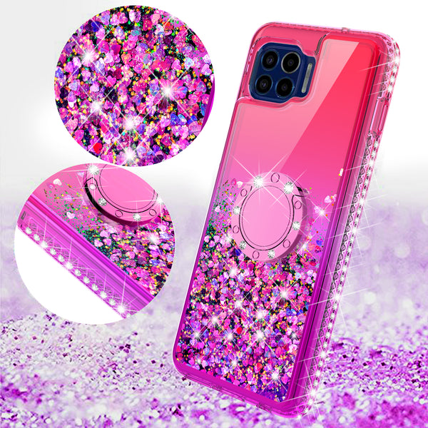 glitter phone case for motorola one 5g - hot pink/purple gradient - www.coverlabusa.com
