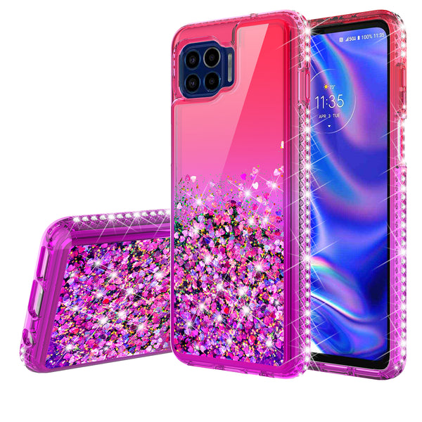 glitter phone case for motorola one 5g - hot pink/purple gradient - www.coverlabusa.com