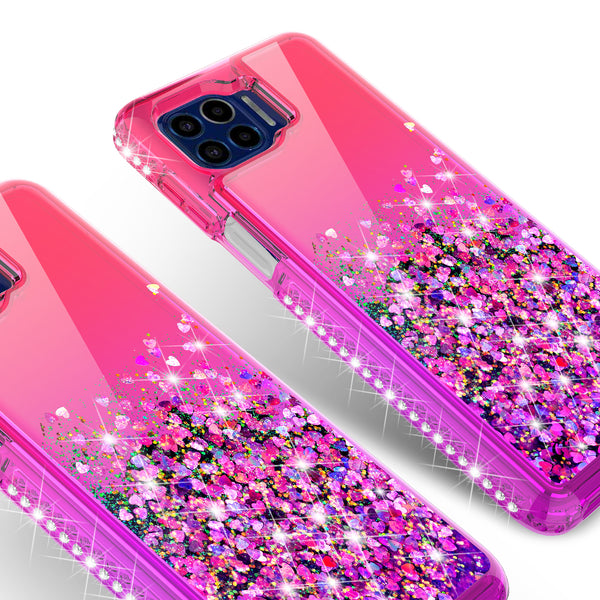 glitter phone case for motorola one 5g - hot pink/purple gradient - www.coverlabusa.com