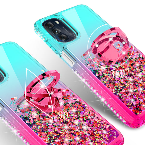 glitter phone case for motorola moto g 5g 2022 - teal/pink gradient - www.coverlabusa.com