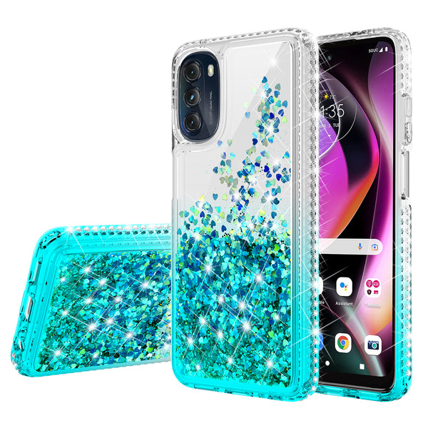 clear liquid phone case for motorola moto g 5g 2022 - teal - www.coverlabusa.com