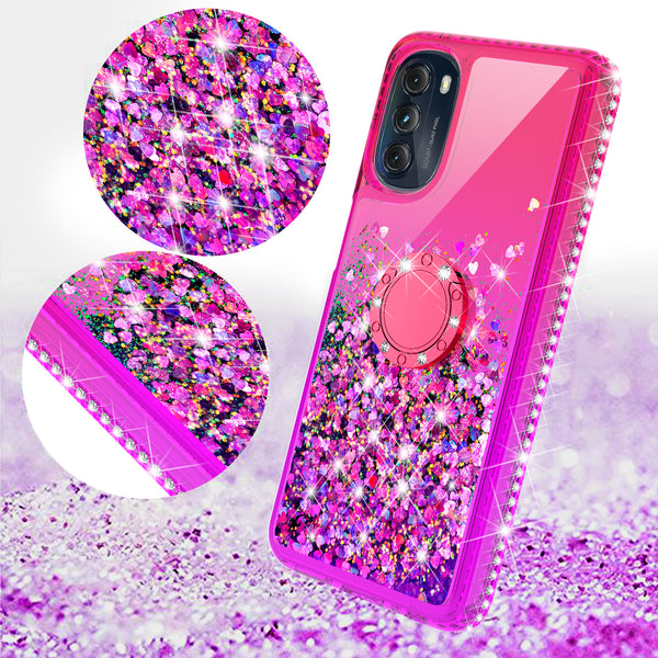 glitter phone case for motorola moto g 5g 2022 - hot pink/purple gradient - www.coverlabusa.com