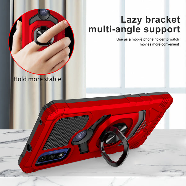 ring kickstand hyhrid phone case for motorola moto g pure - red - www.coverlabusa.com