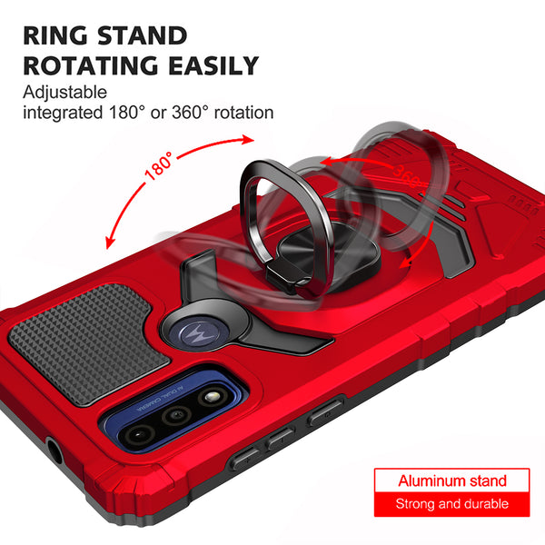 ring kickstand hyhrid phone case for motorola moto g pure - red - www.coverlabusa.com