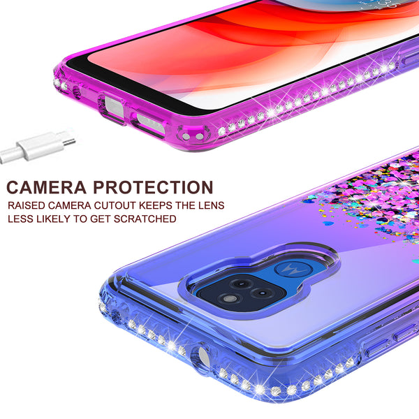 glitter phone case for motorola moto g play 2021 - blue/purple gradient - www.coverlabusa.com