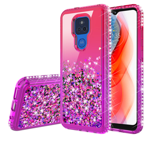 glitter phone case for motorola moto g play 2021 - hot pink/purple gradient - www.coverlabusa.com