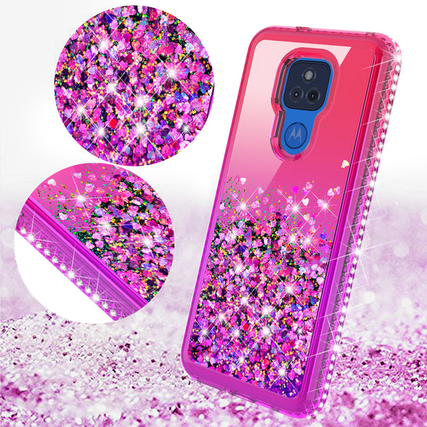 glitter phone case for motorola moto g play 2021 - hot pink/purple gradient - www.coverlabusa.com