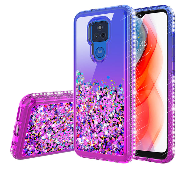 glitter phone case for motorola moto g play 2021 - blue/purple gradient - www.coverlabusa.com