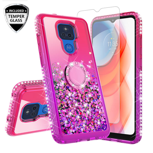 glitter phone case for motorola moto g play 2021 - hot pink/purple gradient - www.coverlabusa.com