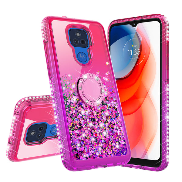 glitter phone case for motorola moto g play 2021 - hot pink/purple gradient - www.coverlabusa.com