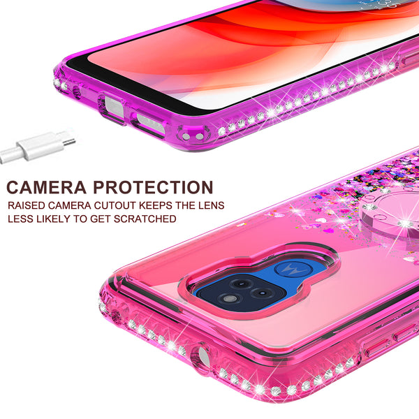 glitter phone case for motorola moto g play 2021 - hot pink/purple gradient - www.coverlabusa.com