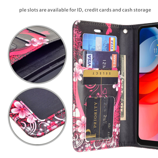 motorola moto g play 2021 wallet case - heart butterflies - www.coverlabusa.com