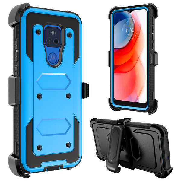 motorola moto g play 2021 heavy duty holster case - blue - www.coverlabusa.com