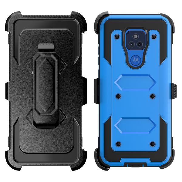 motorola moto g play 2021 heavy duty holster case - blue - www.coverlabusa.com