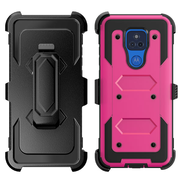 motorola moto g play 2021 heavy duty holster case - hot pink - www.coverlabusa.com