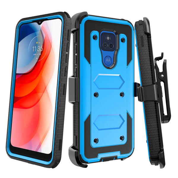 motorola moto g play 2021 heavy duty holster case - blue - www.coverlabusa.com