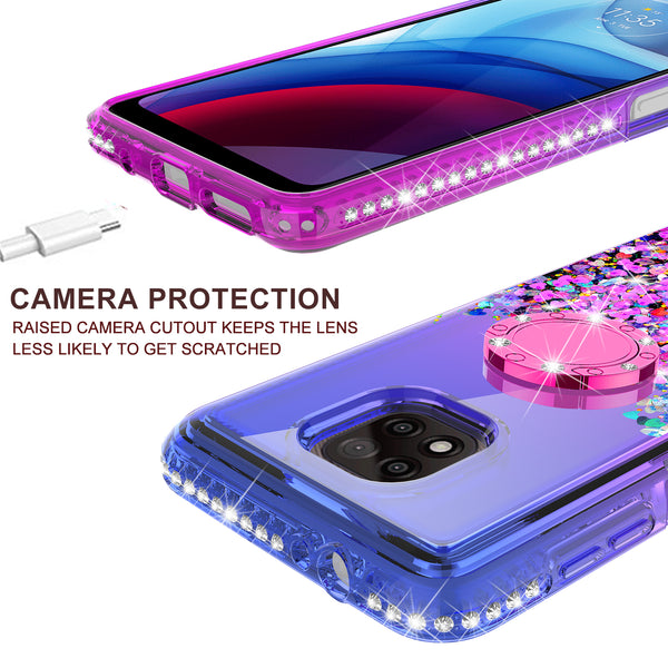 glitter phone case for motorola moto g power 2021 - blue/purple gradient - www.coverlabusa.com